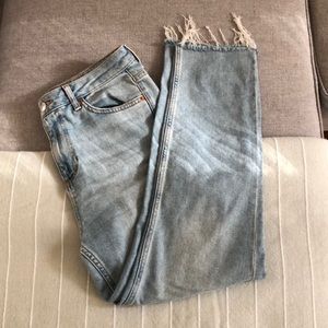 Topshop Raw hem straight leg Moto jeans